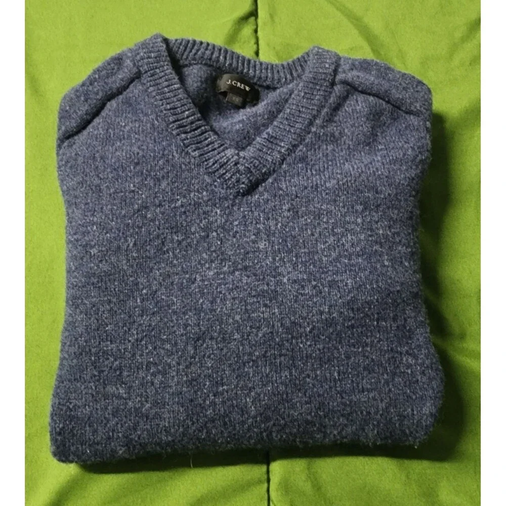 J. CREW Long Sleeve Crew Neck Wool Lambswool Men's Sweater Navy Blue Size XS
